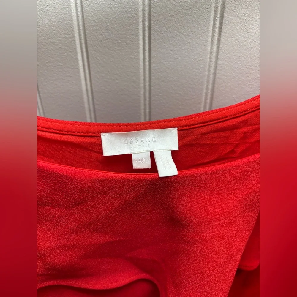 Sezane Louison Size 40 Elegant Red One-Shoulder Dress - Picture 4 of 6